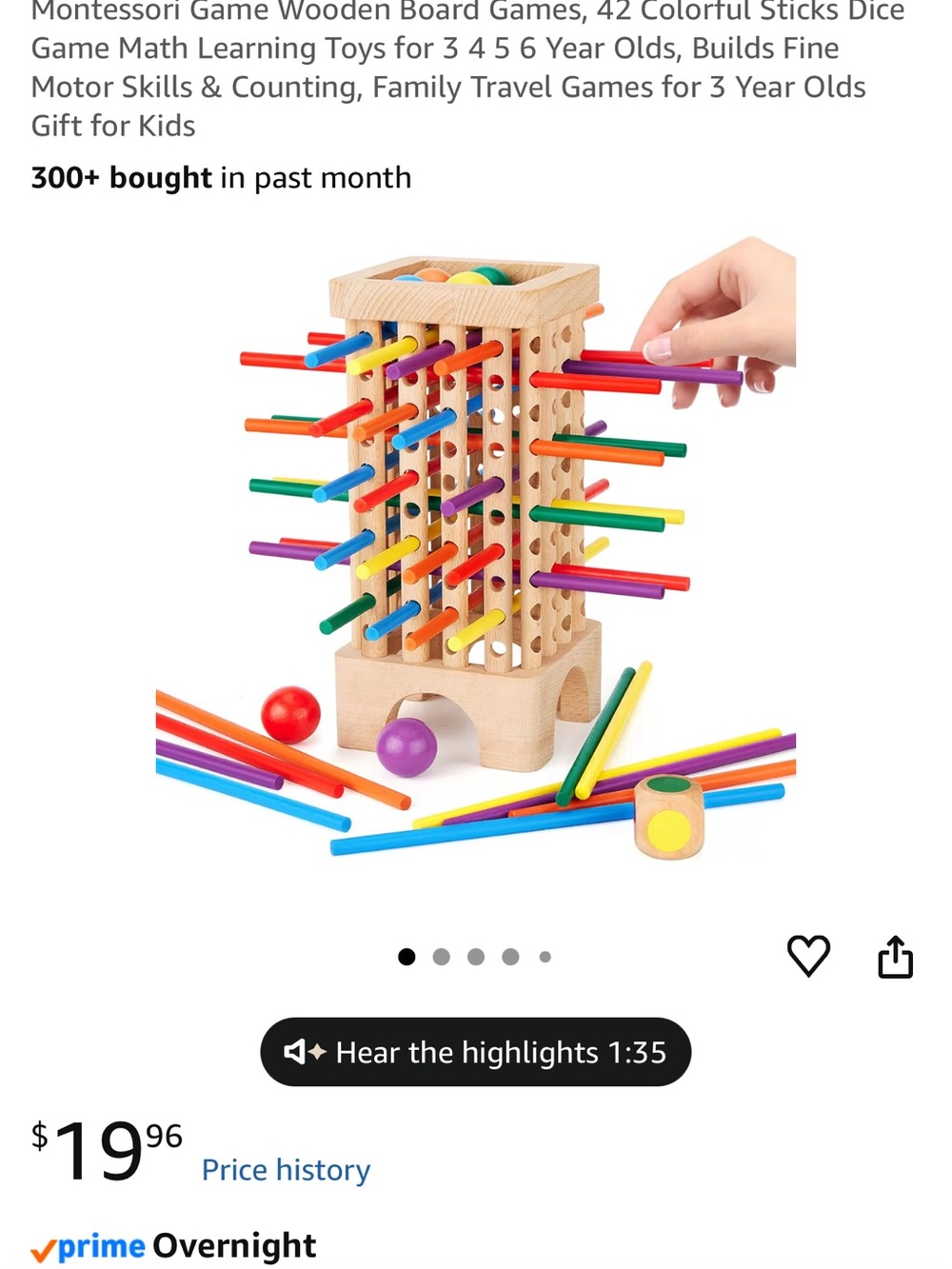 Wooden Montessori Stick and Ball Game - Colorful
